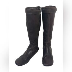 Born Dark Brown Leather Knee Buckle Zip Boots SZ 7